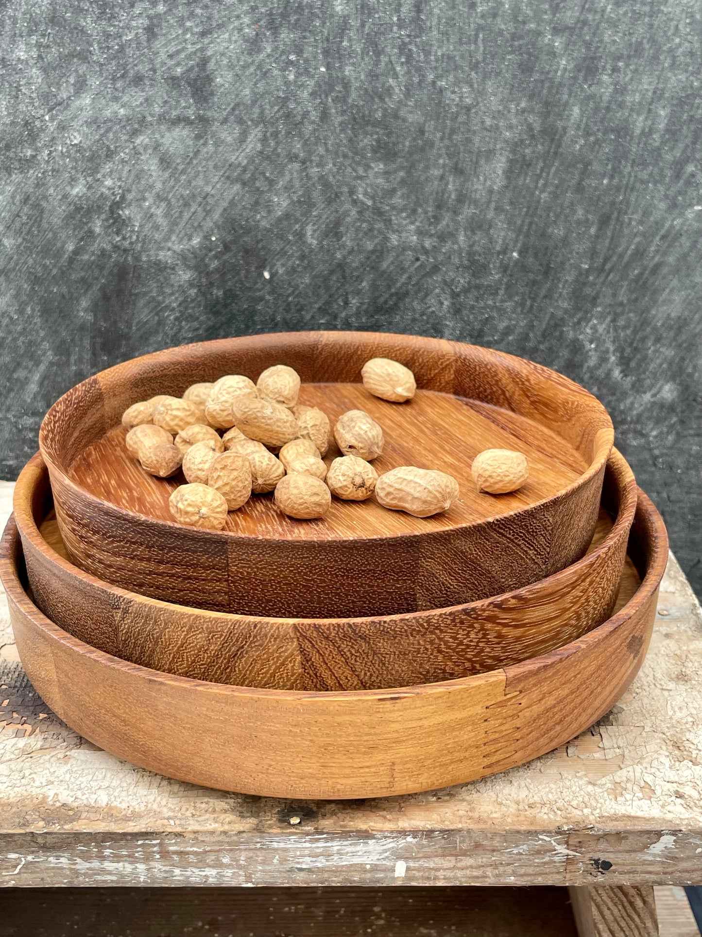 Triplet of Nesting Iroko Trays