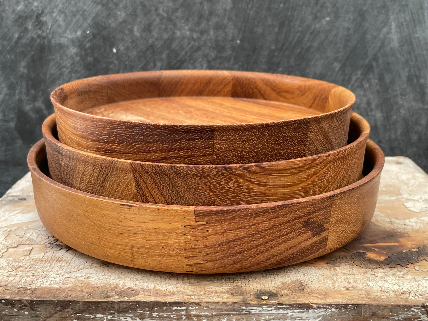 Triplet of Nesting Iroko Trays