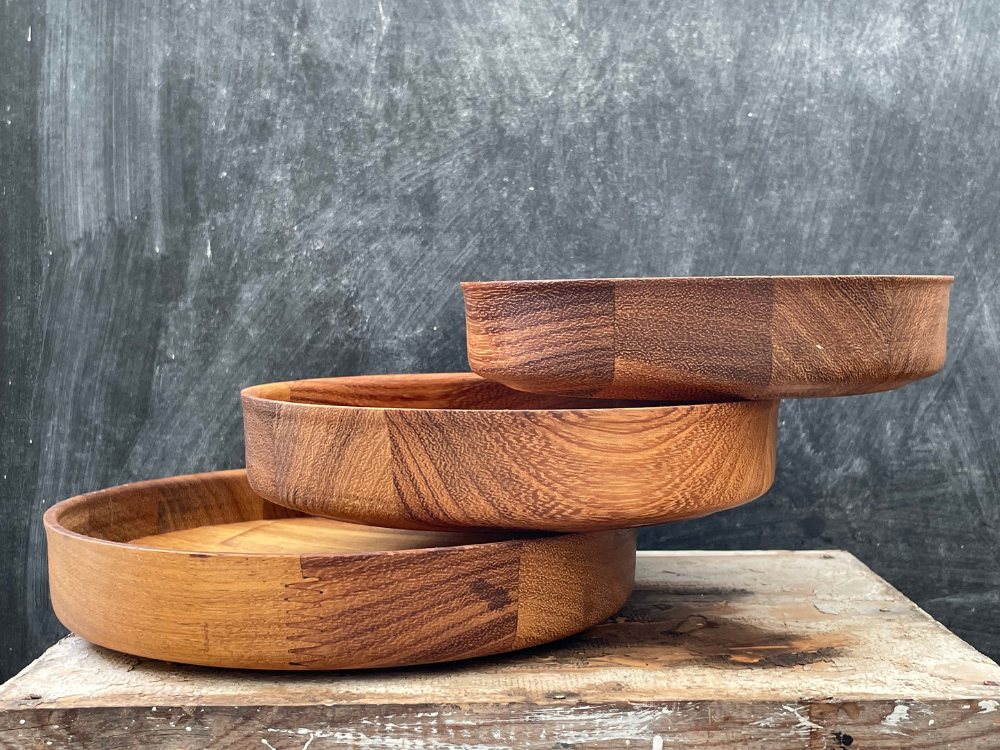 Triplet of Nesting Iroko Trays