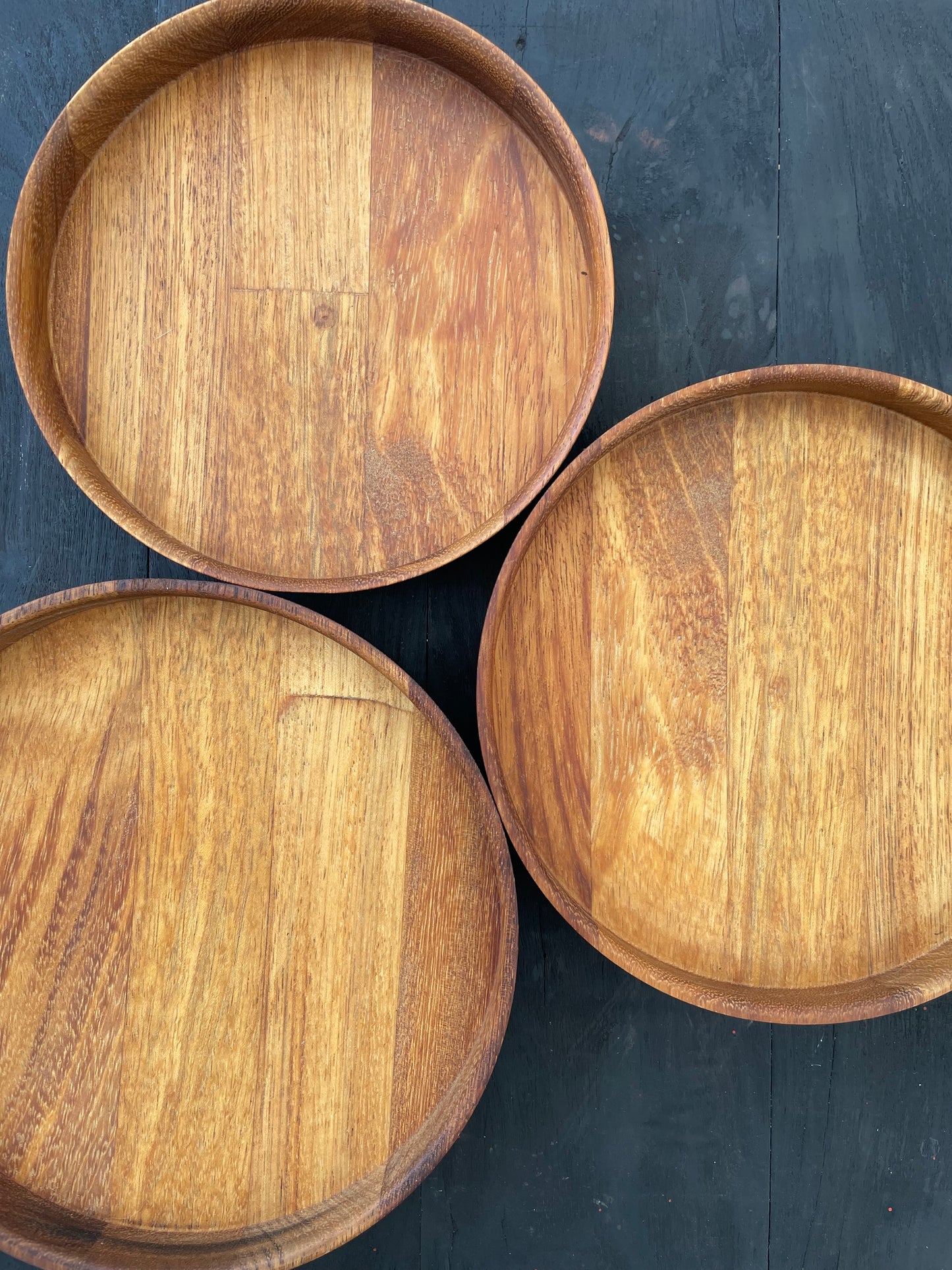 Triplet of Nesting Iroko Trays
