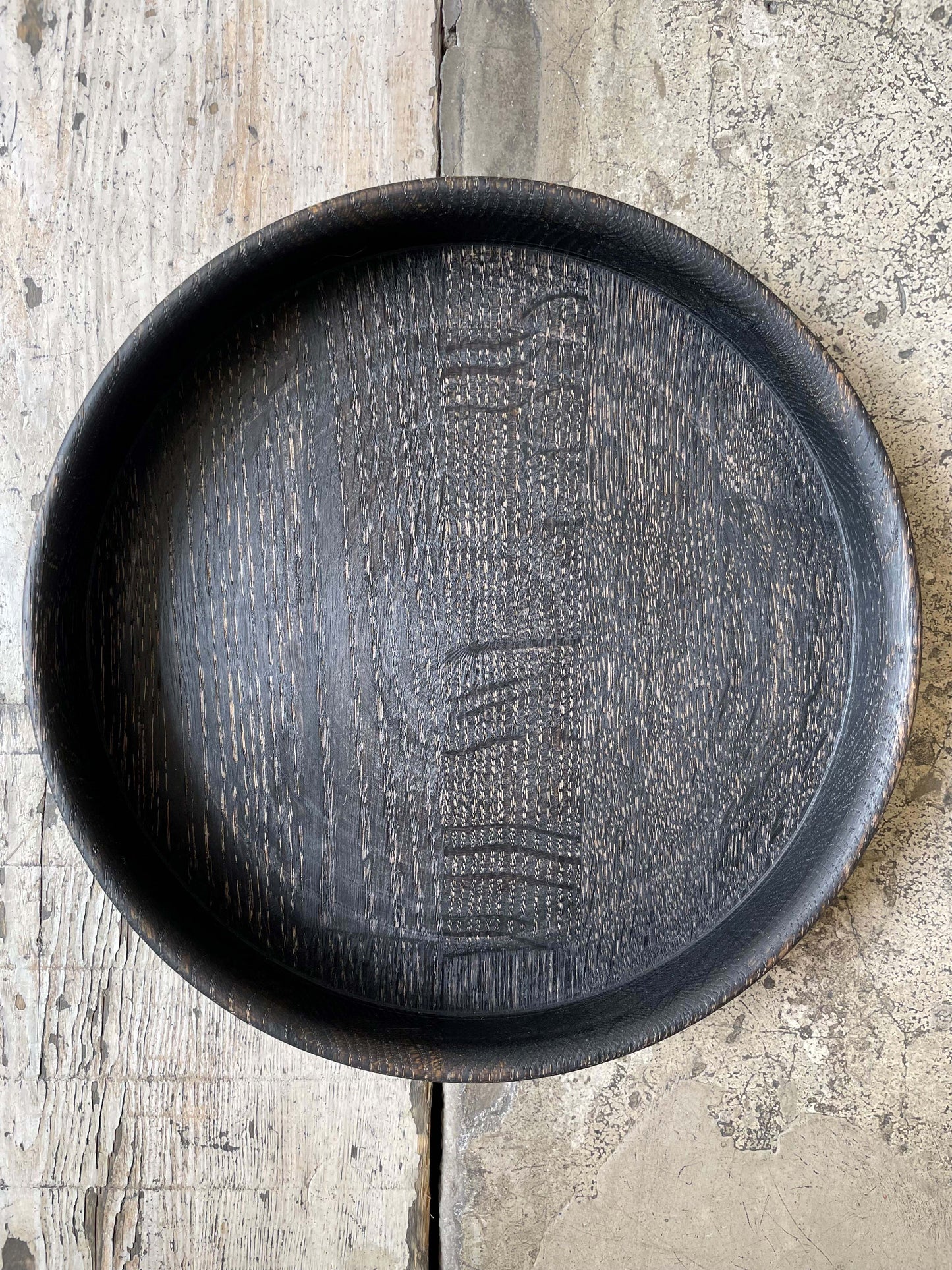 Ebonised oak tray