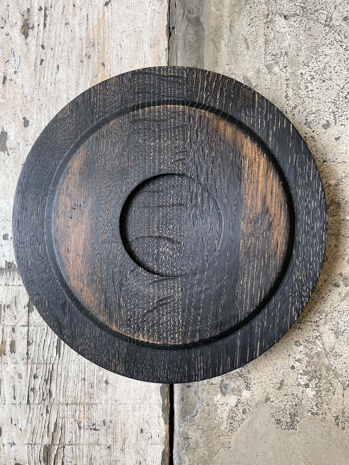 Ebonised oak tray