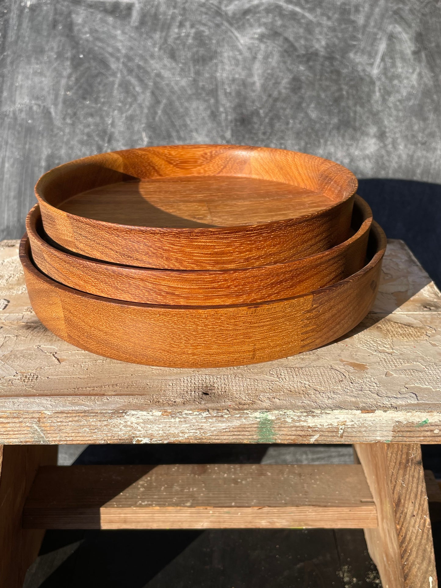 Triplet of Nesting Iroko Trays