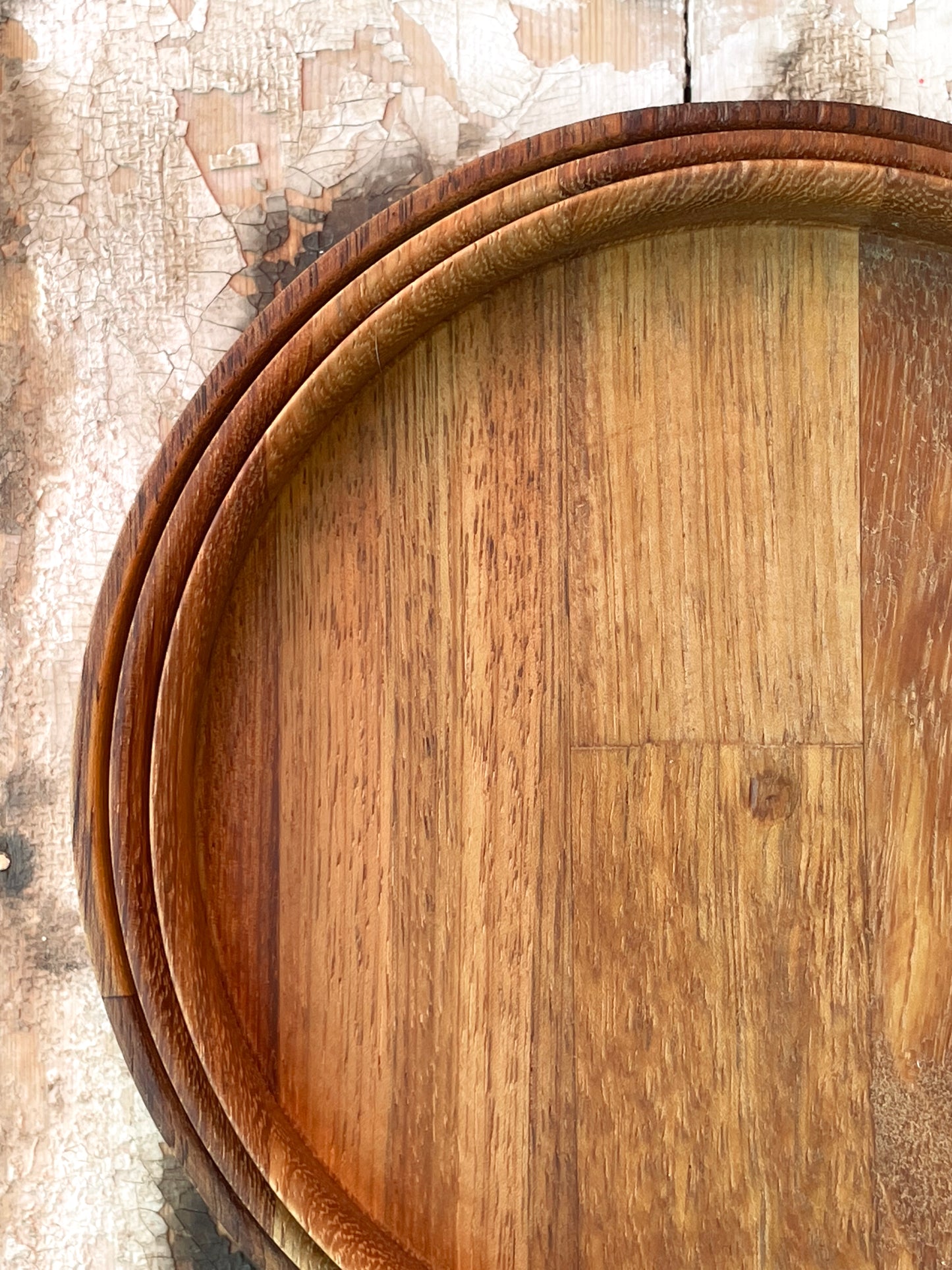 Triplet of Nesting Iroko Trays