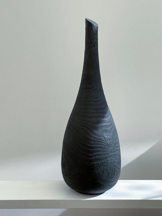 Large Charred Bottle Sculpture