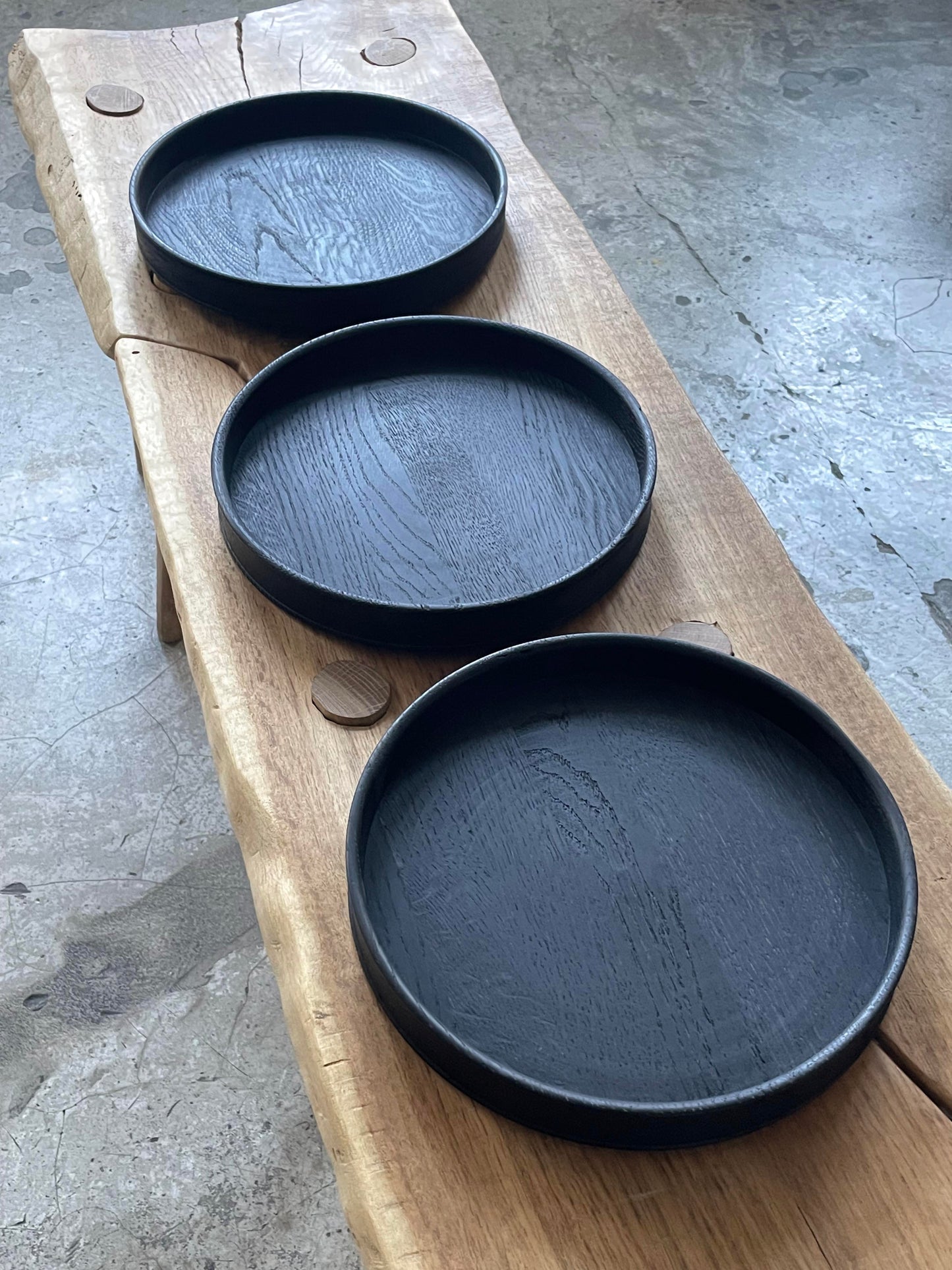 Ebonised Large Oak Trays