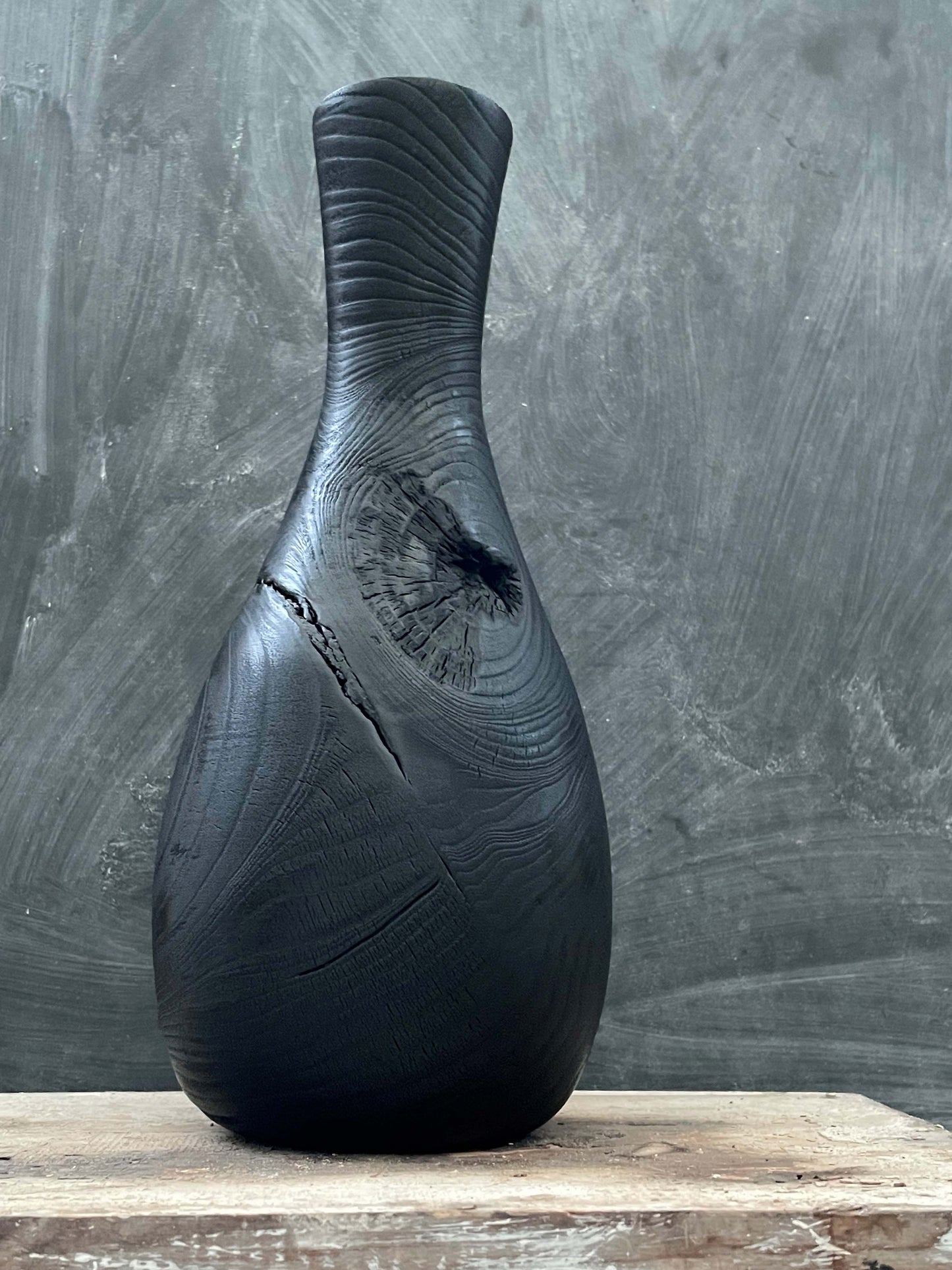 Burnt bottle vase
