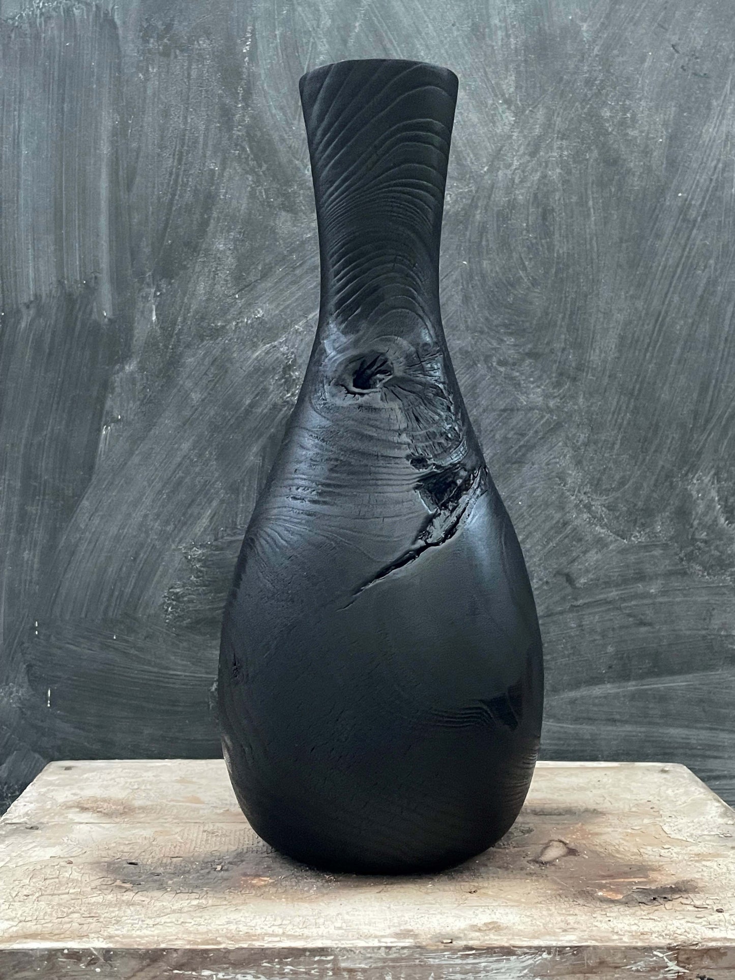 Burnt bottle vase