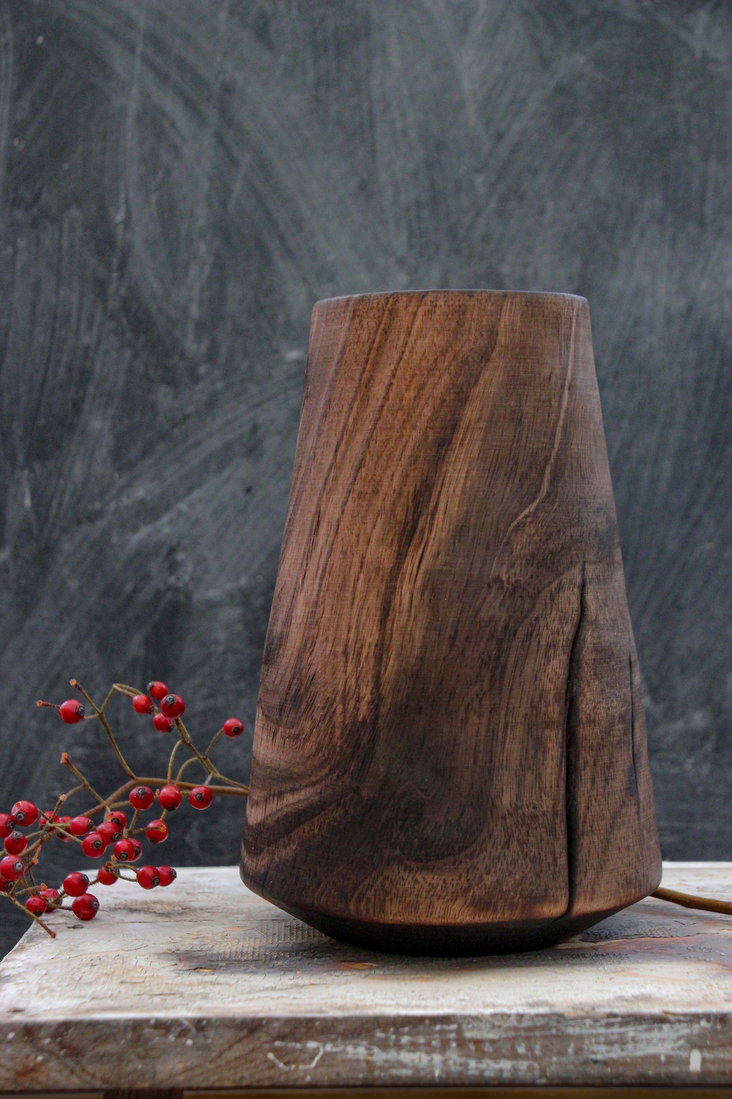 Cracked Walnut Vase