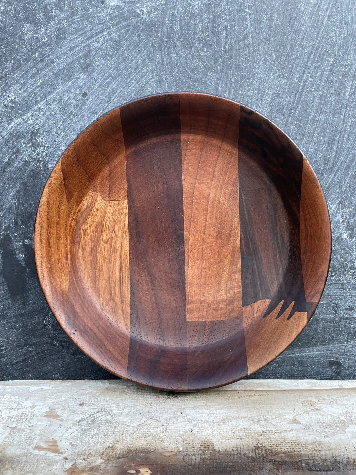 Mixed Wood Shallow Bowl
